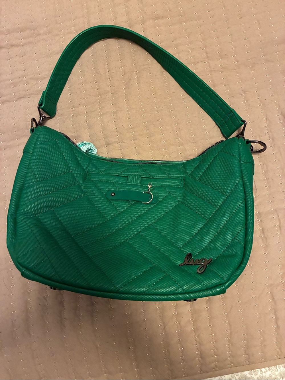 lug Quilted Emerald Green Shoulder Bag